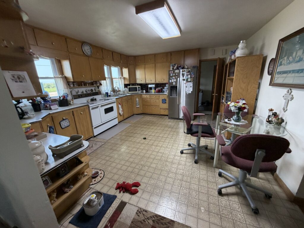 Kitchen and dining area, McDonald Farm, 272 acres, Wapello County, Iowa