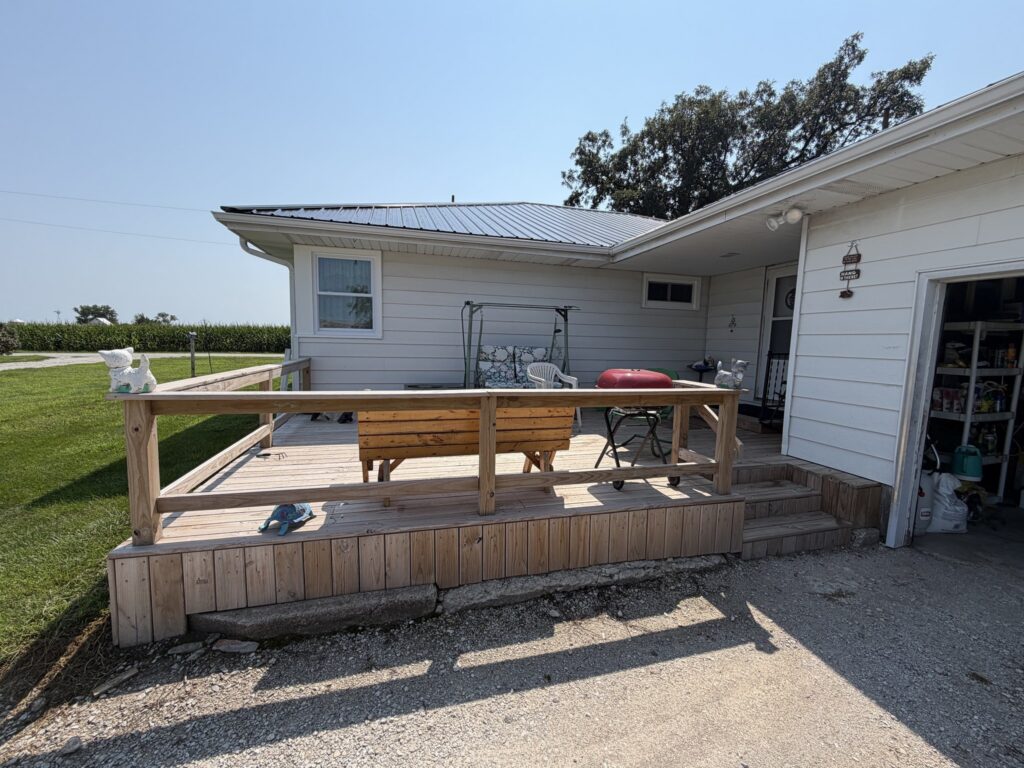 New deck on the north side of the dwelling, McDonald Farm, 272 acres, Wapello County, Iowa