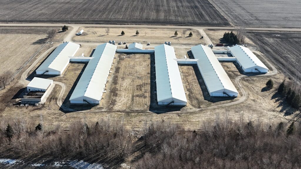 Ceylon MN 3,200 Head Sow Farm, aerial overhead view