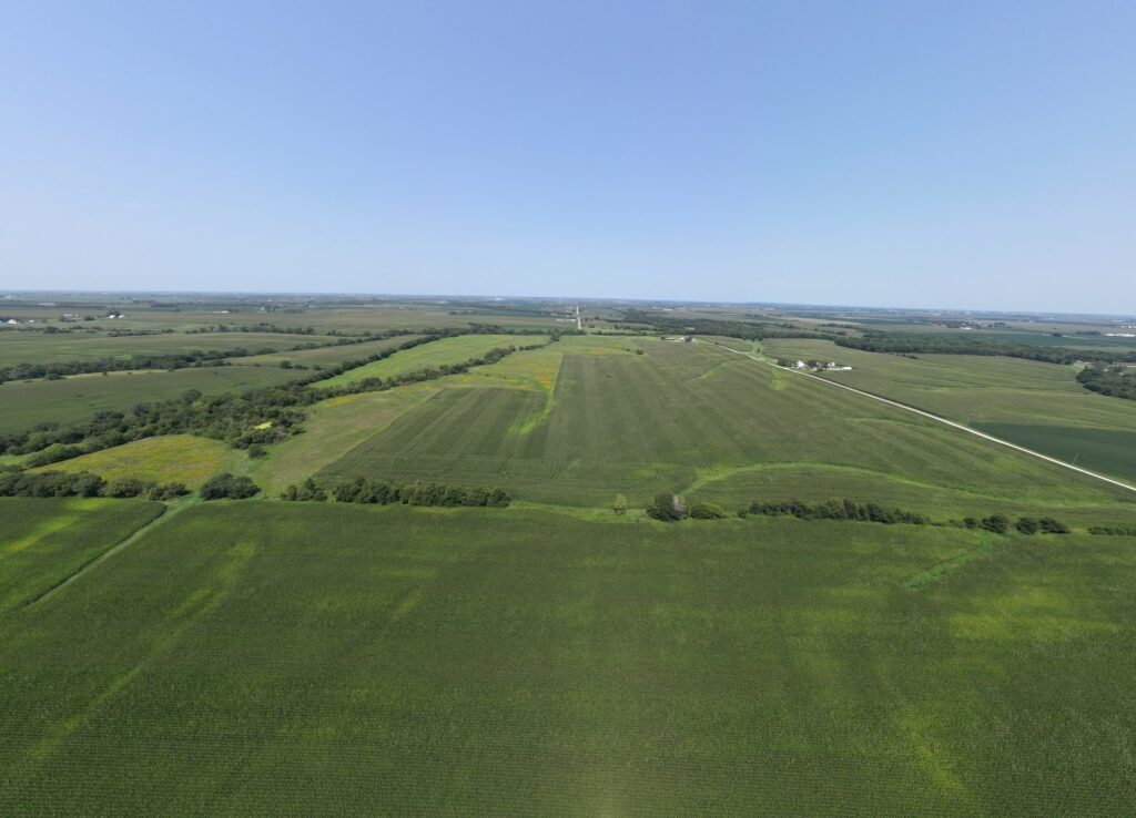 Tillable acres from the air, McDonald Farm, 272 acres, Wapello County, Iowa