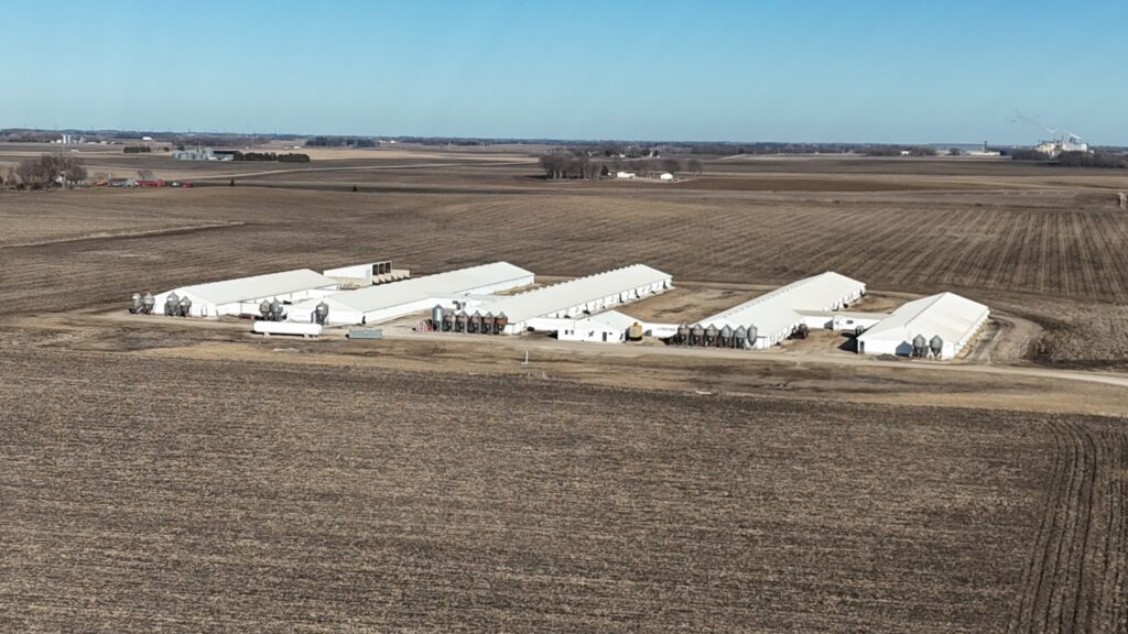 Welcome MN 3,200 Head Sow Farm, aerial overhead view