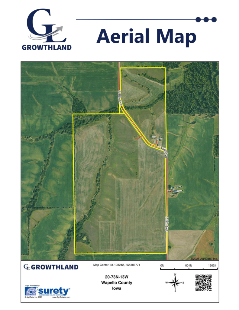 Aerial map, McDonald Farm, 272 acres, Wapello County, Iowa