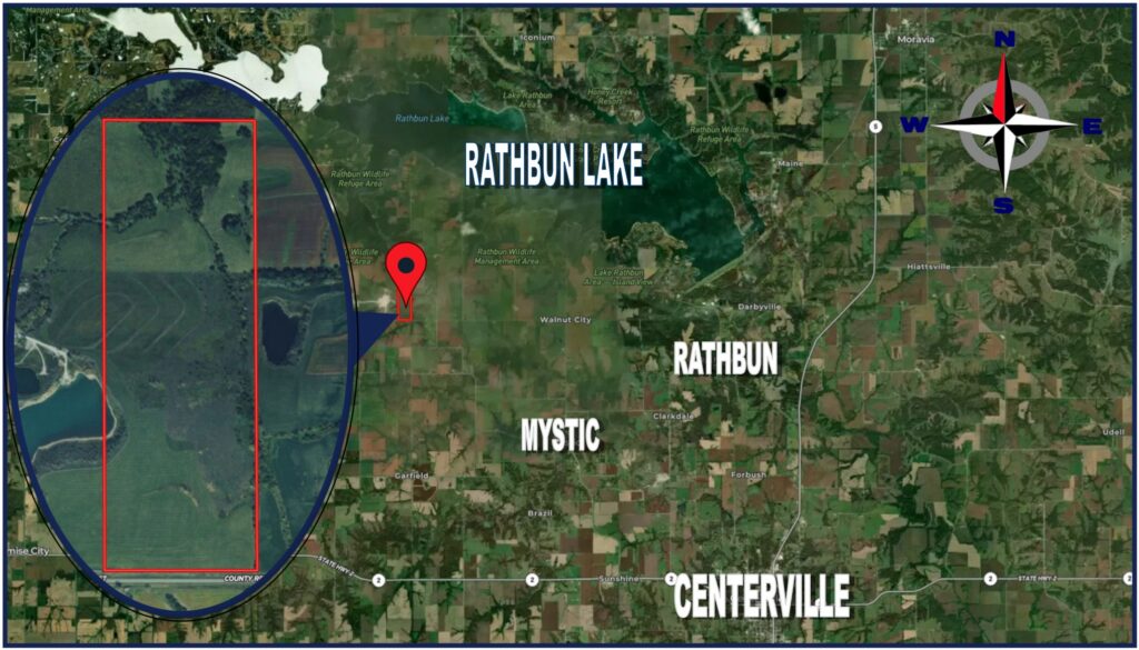 L&W Quarries 117 Acres location map, Appanoose County Iowa near Mystic and Rathbun Lake