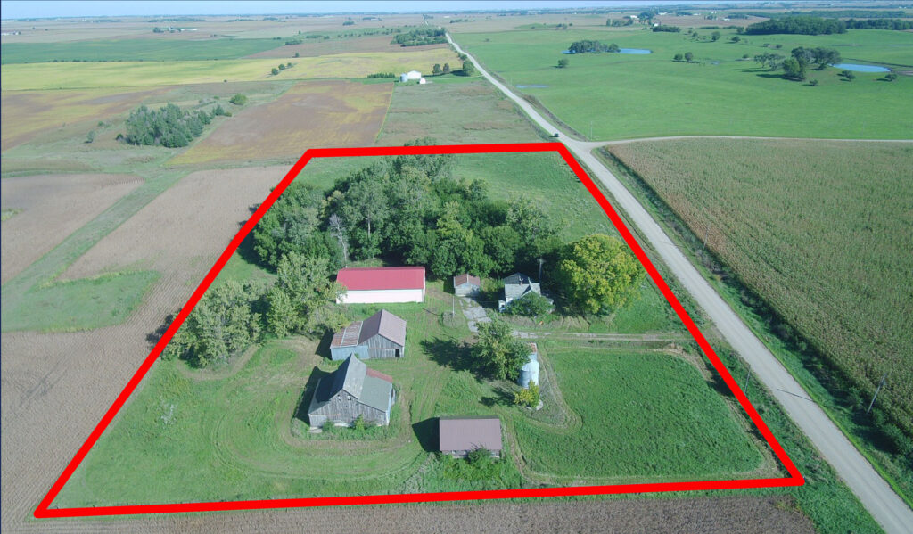View from the south border looking north, property border outlined